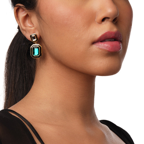 isharya Banger Two-Tone Crystal Drop Earrings Earrings