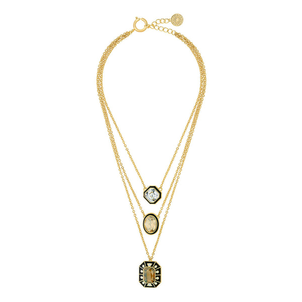 isharya Blaze Enamel & Crystal Layered Necklace Necklaces