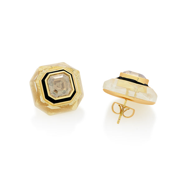 Isharya Bling Infinity Cut Crystal Studs Earrings Gold