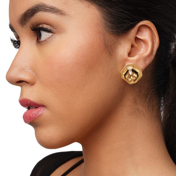 isharya Bling Infinity Cut Crystal Studs Earrings Gold