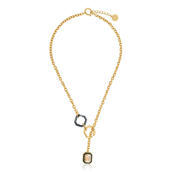 Isharya Bling Link Lock Crystal Necklace Necklaces Gold
