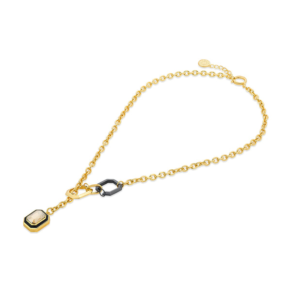 Isharya Bling Link Lock Crystal Necklace Necklaces Gold