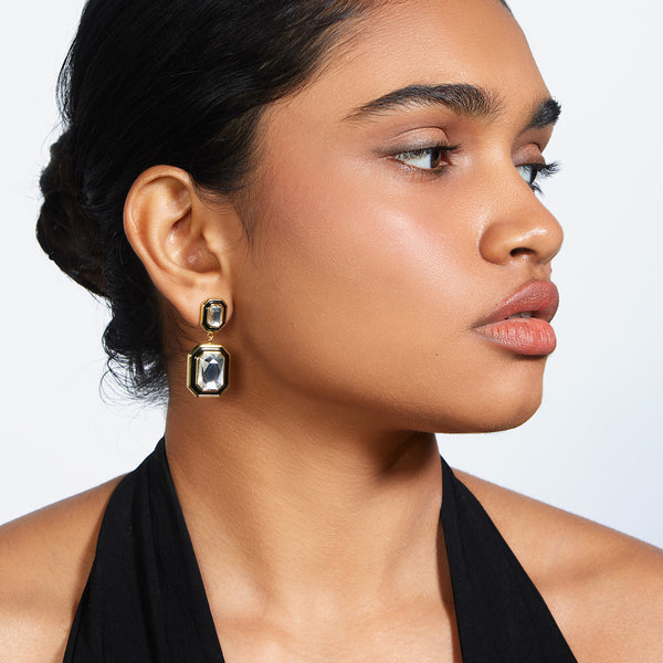 Isharya Bougie Octagon Drop Earrings Earrings White