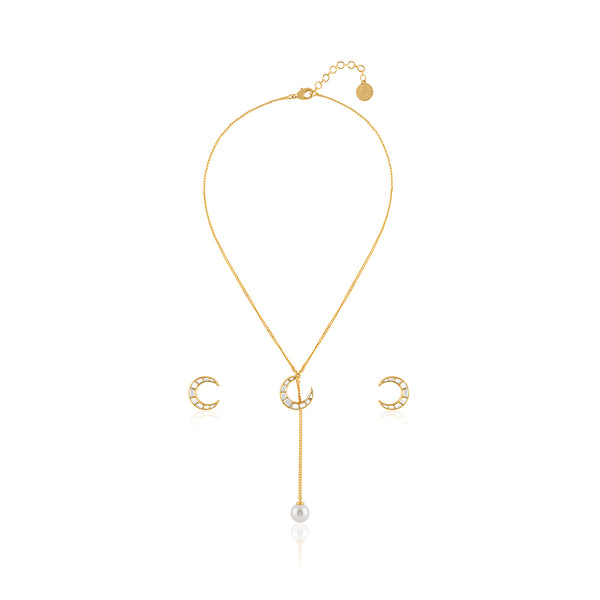 Isharya Crescent Radiance Earrings & Necklace Set Necklaces