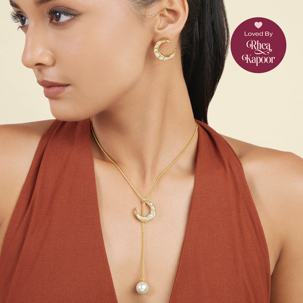 isharya Crescent Radiance Earrings & Necklace Set Necklaces