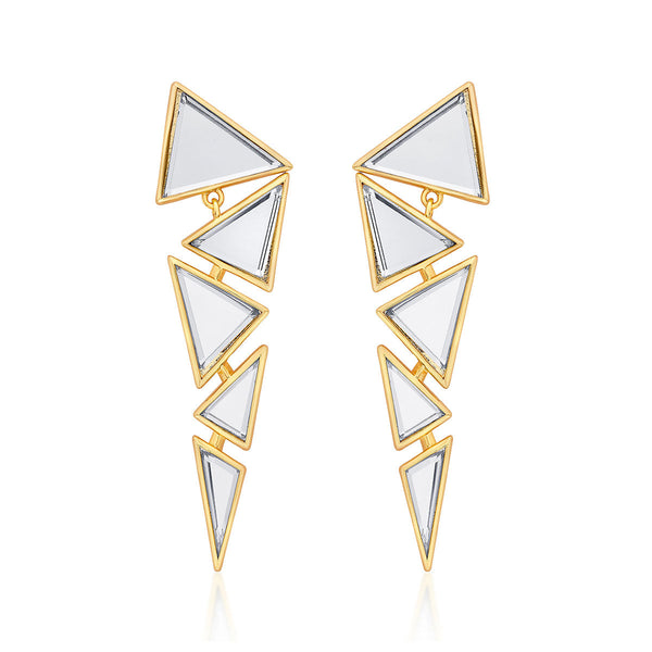 isharya Dazzle Mirror Triangle Earrings Earrings Gold