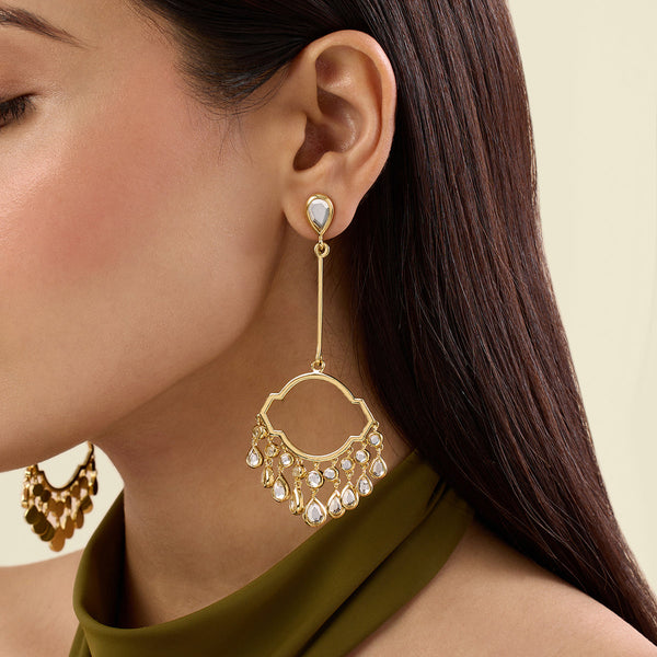 isharya Decadence Decoded Mirror Long Chandelier Earrings In Gold Earrings