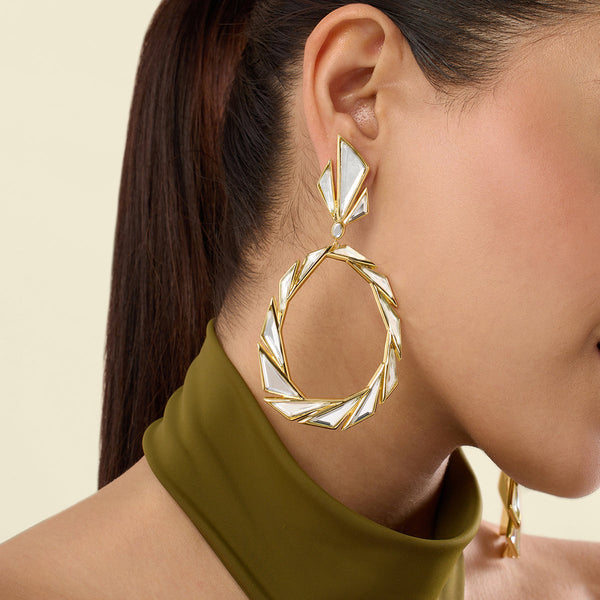 isharya Demi Goddess Mirror Statement Libra Earrings Earrings