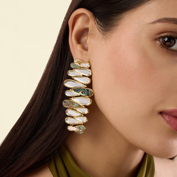 isharya Demi Goddess Mother of Pearl & Mirror Cascading Earring Earrings