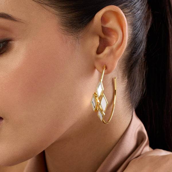 isharya Demi Goddess Rhombus Mirror Hoop Earrings Earrings