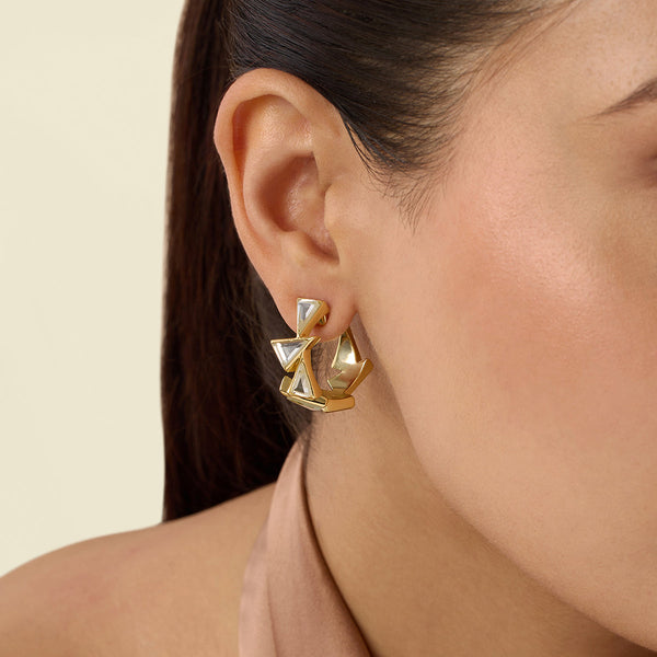 isharya Demi Goddess Triangle Mirror Huggy Earrings