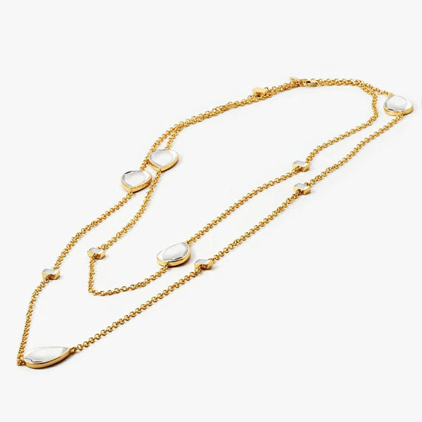 Isharya Dew Drop Mirror Long Necklace Necklaces Silver