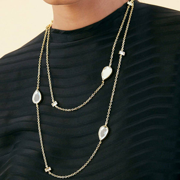 isharya Dew Drop Mirror Long Necklace Necklaces Silver