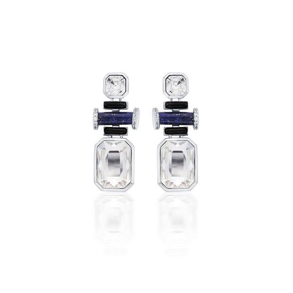 Isharya Digital Blue Crystal Earrings Earrings Silver