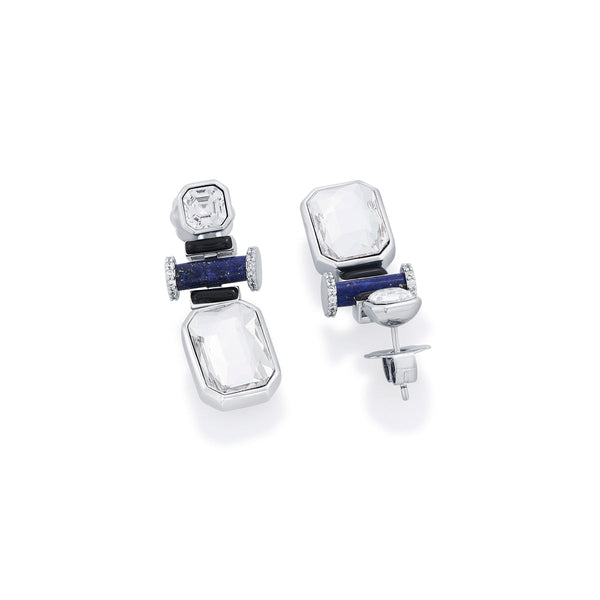 Isharya Digital Blue Crystal Earrings Earrings Silver