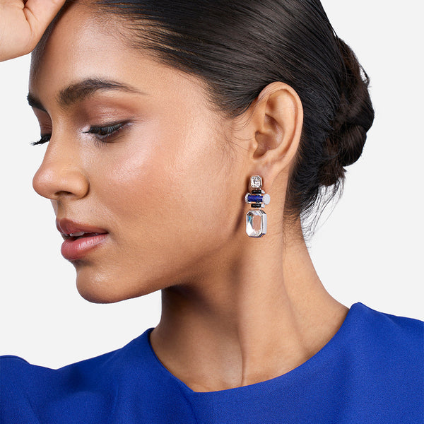 isharya Digital Blue Crystal Earrings Earrings Silver