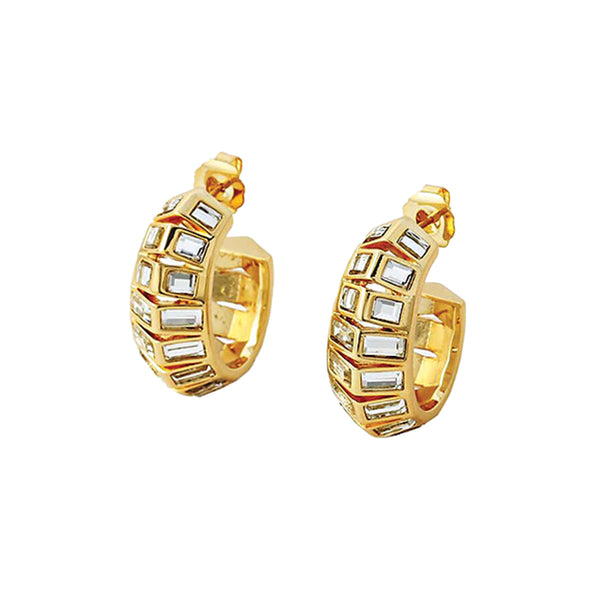 Isharya Disco Mirror Rib Hoop Earring Earrings Gold