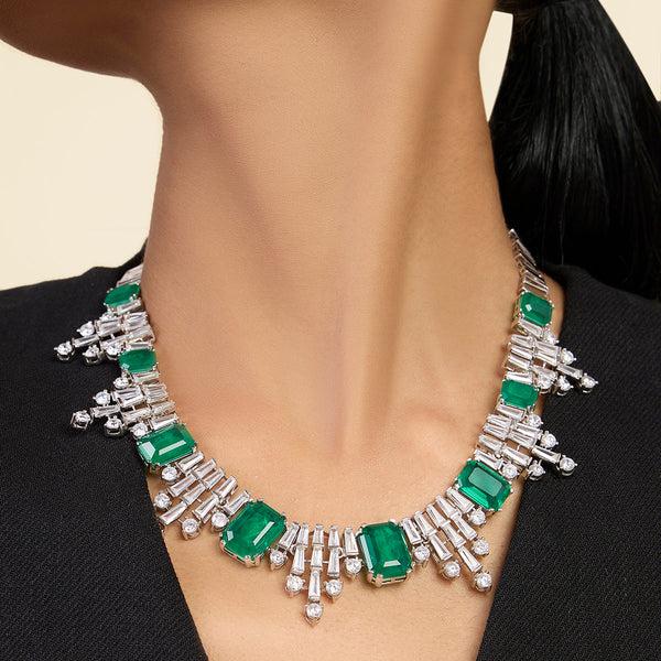 Isharya Doublet Dark Emerald Bib Necklace Necklaces Green