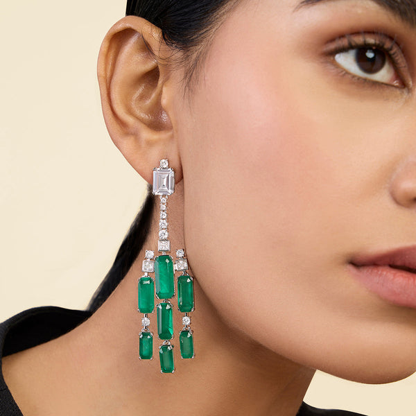 isharya Doublet Dark Emerald Drop Danglers Earrings