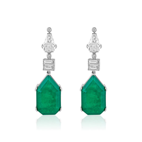 Isharya Doublet Dark Emerald Drop Earrings Earrings Green