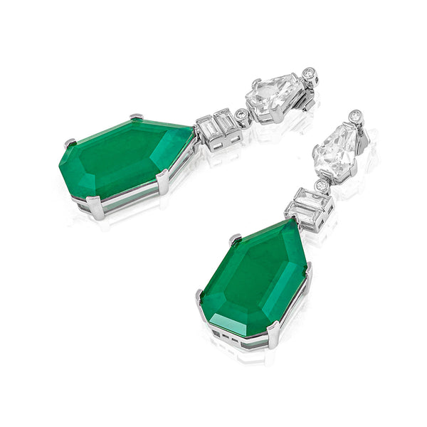 Isharya Doublet Dark Emerald Drop Earrings Earrings Green