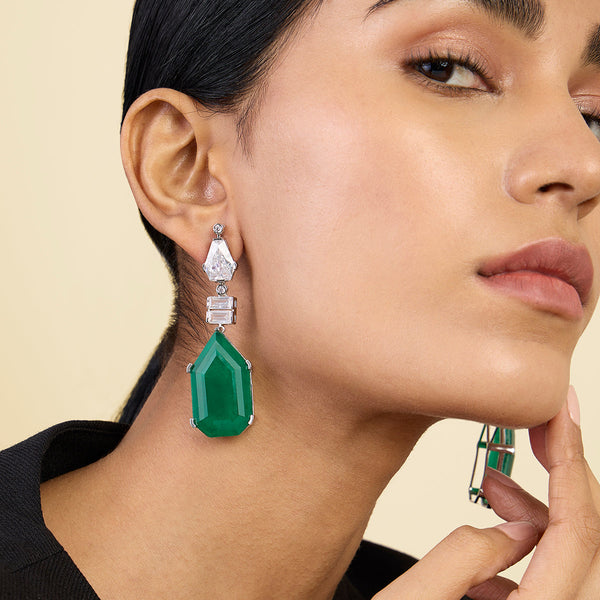 isharya Doublet Dark Emerald Drop Earrings Earrings Green