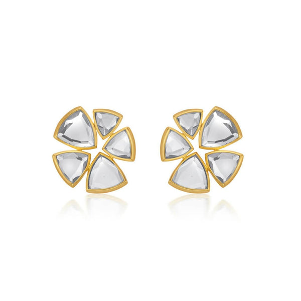 Isharya Gold Inayat Statement Mirror Studs Earrings