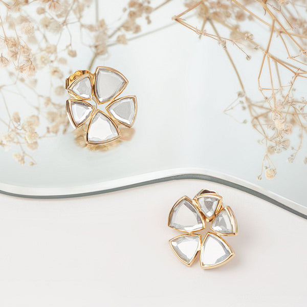 Isharya Gold Inayat Statement Mirror Studs Earrings