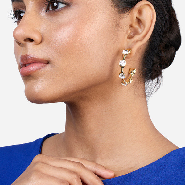 Isharya Gold Moss Contrast Hoop Earrings Earrings Gold