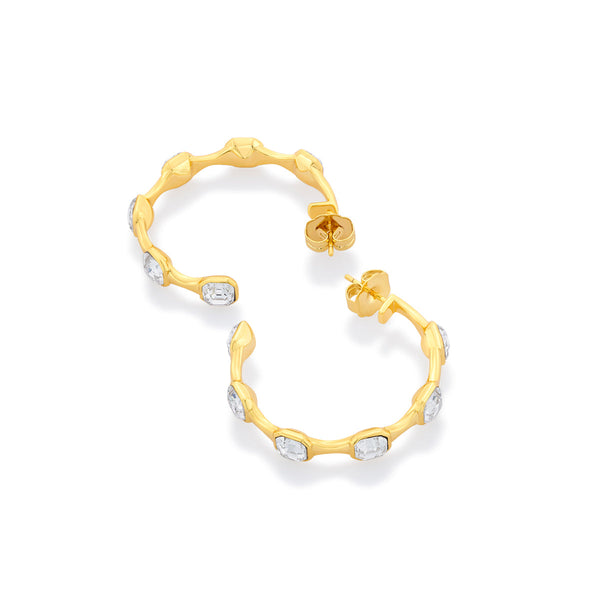 Isharya Gold Moss Contrast Hoop Earrings Earrings Gold