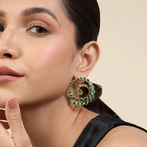 isharya Green Galaxy Spiral Statement Earrings Earrings