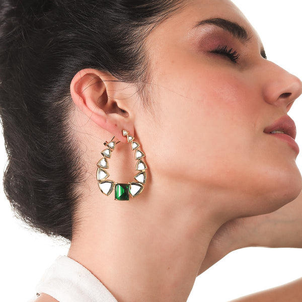 Isharya Inayat Mirror & Hydro Emerald Statement Earrings Earrings
