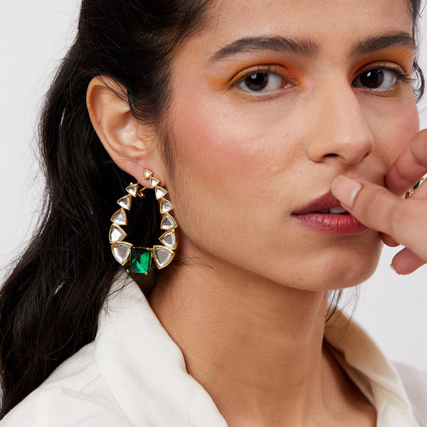 isharya Inayat Mirror & Hydro Emerald Statement Earrings Earrings