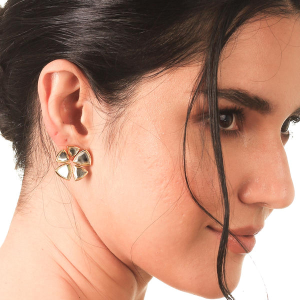 isharya Inayat Statement Mirror Studs Earrings Gold