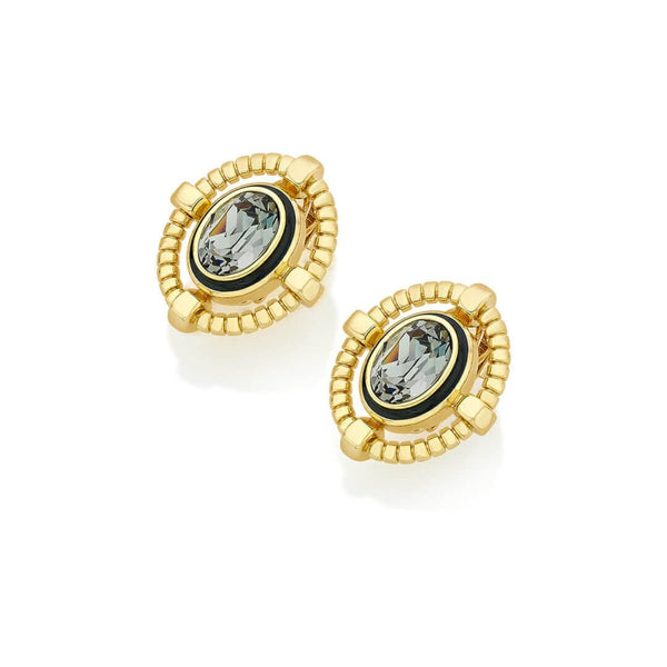 Isharya Amal Grey Crystal Studs Earrings Grey