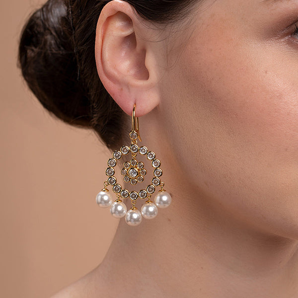 isharya Amara CZ Pearl Jhumka Earring Earrings