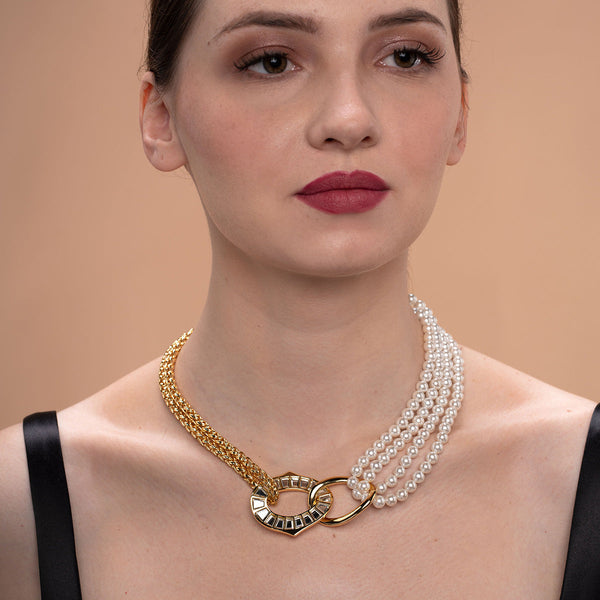 isharya Amara Mirror Pearl Duo Necklace Necklaces