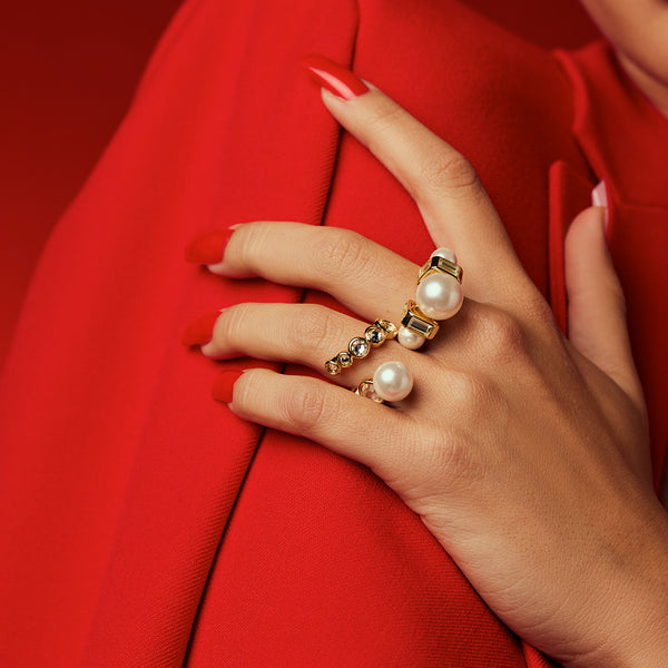 Isharya Amara Mirror Pearl Ring Rings White