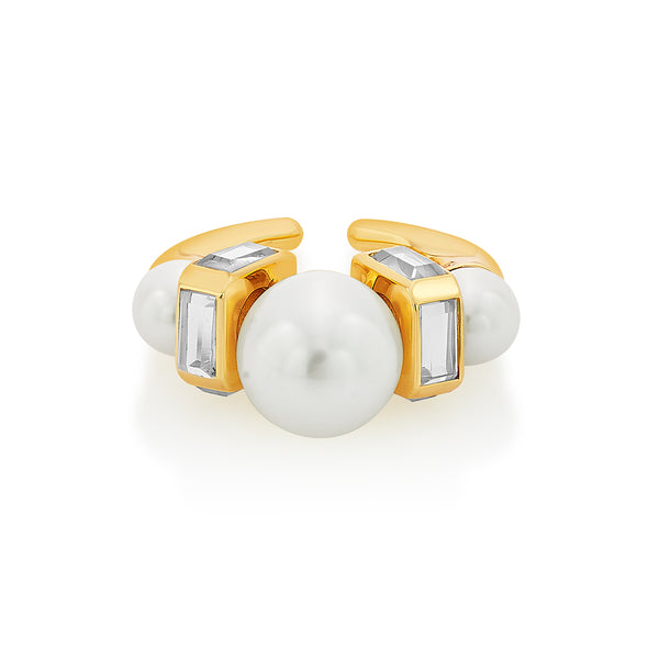 isharya Amara Mirror Pearl Ring Rings White