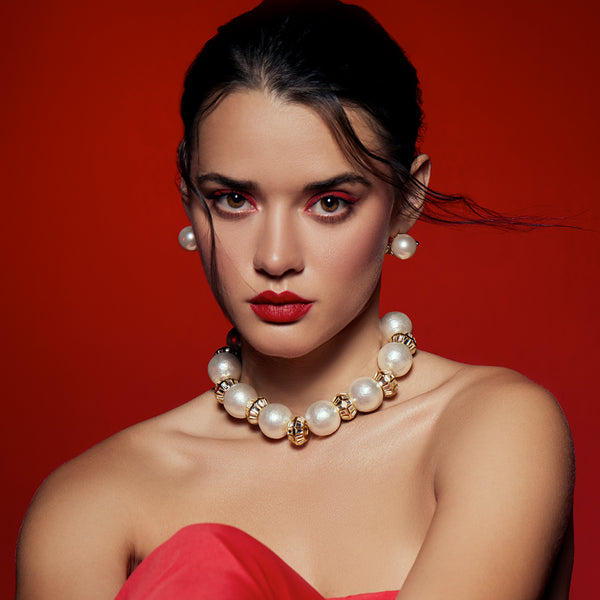 Isharya Amara Pearl Flower Earrings Earrings White