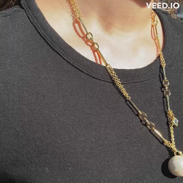 Isharya Amara Pearl & Mirror Duo Necklace Necklaces