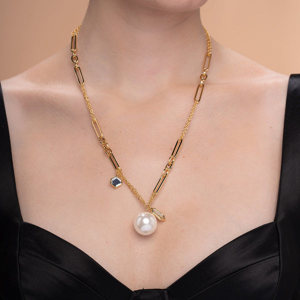 isharya Amara Pearl & Mirror Duo Necklace Necklaces