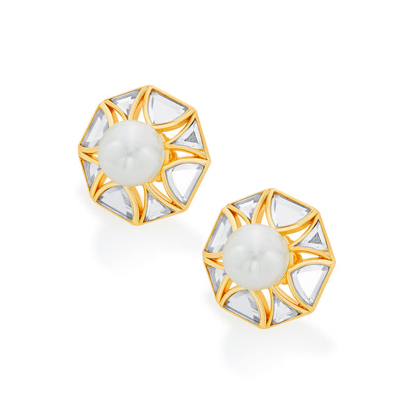 Isharya Amara Pearl Octagon Earrings Earrings
