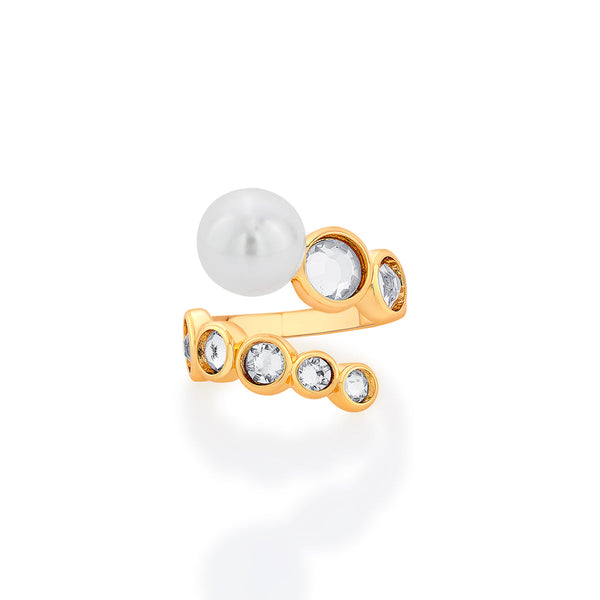 Isharya Amara Pearl Swirl Ring Rings
