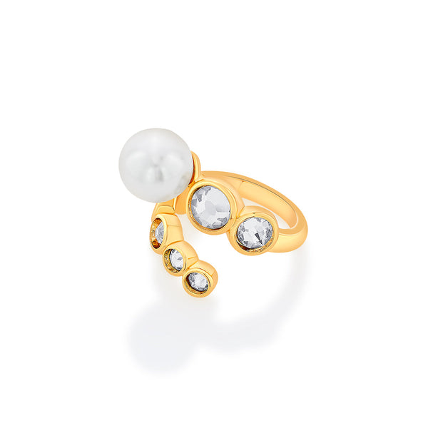 Isharya Amara Pearl Swirl Ring Rings