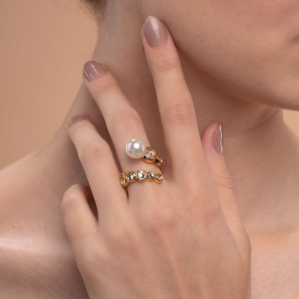 isharya Amara Pearl Swirl Ring Rings