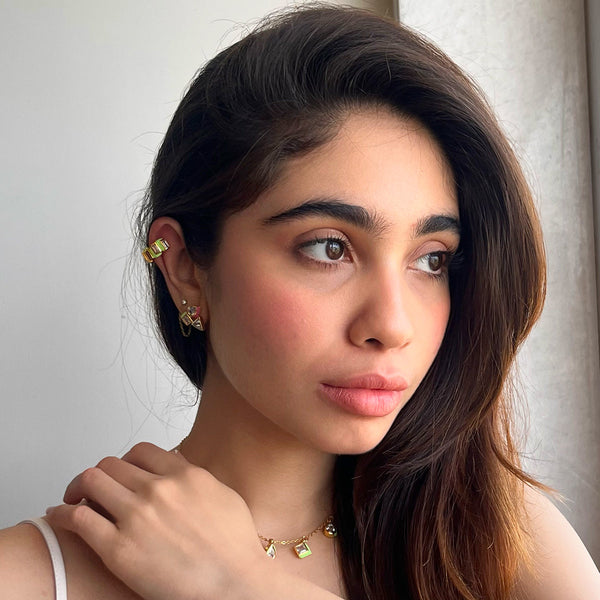 isharya Anushree Sardesai Green Enamel Ear Cuff