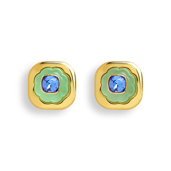isharya Aqua Cool Statement Studs Earrings Blue