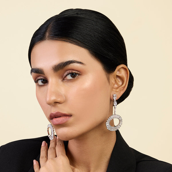 Isharya Art Deco Circle Danglers Earrings