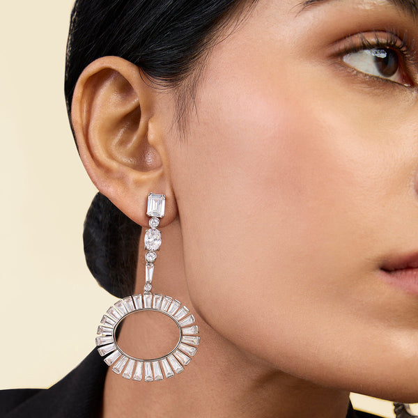 isharya Art Deco Circle Danglers Earrings